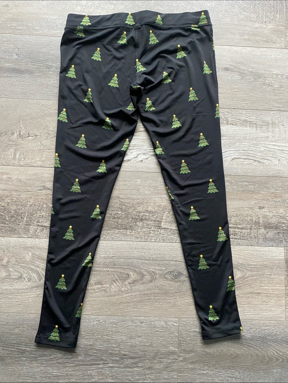 Tipsy Elves Black Leggings with Green Christmas Tree Print Womens Sz Large Black - Picture 6 of 6